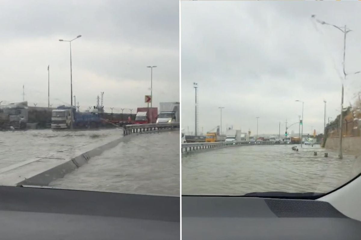 Harem Sahil Yolu'nu da su bastı, denizle kara birleşti