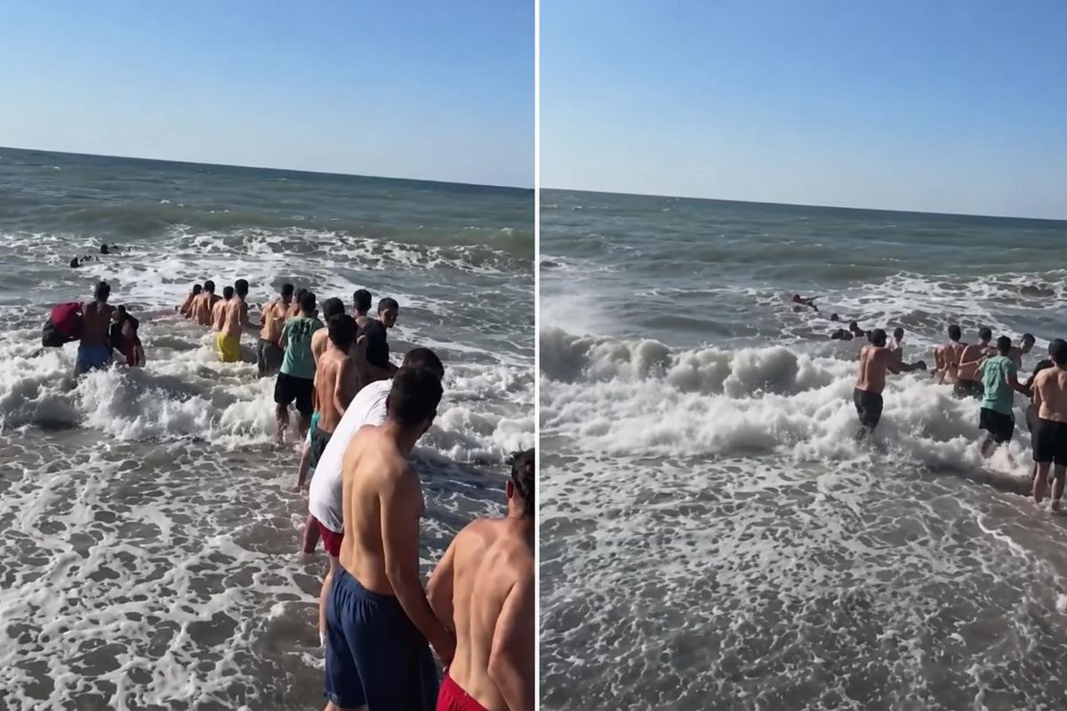 Zonguldak'ta yasağa rağmen denize girenleri 'insan zinciri' kurtardı