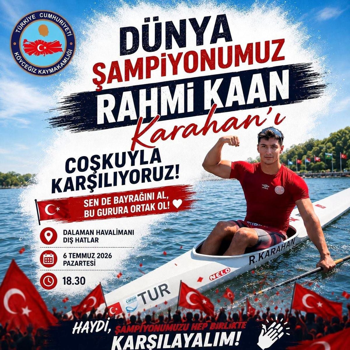 Köyceğizli Kanoda Dünya Şampiyonu Karahan, törenle karşılanacak