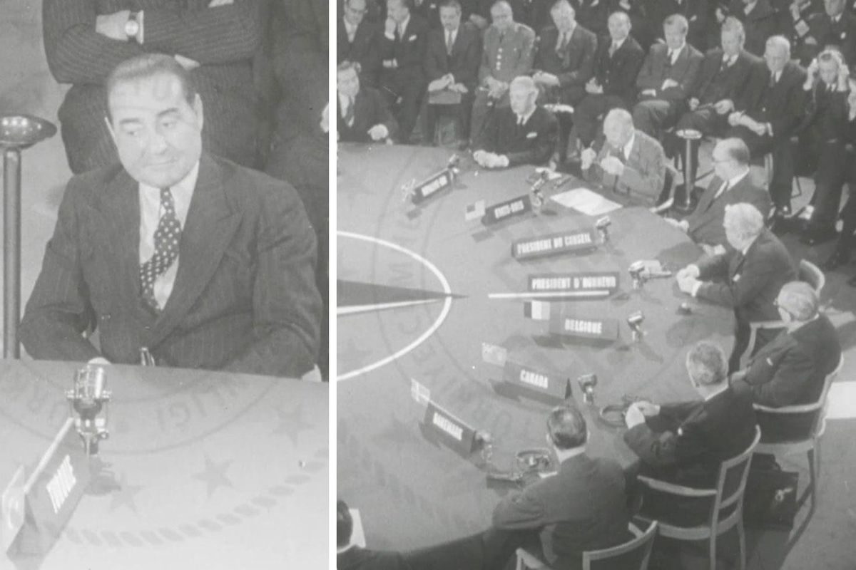 Türkiye'nin NATO'daki ilk yıllarına ait tarihi sinema arşivinden bir görüntü.