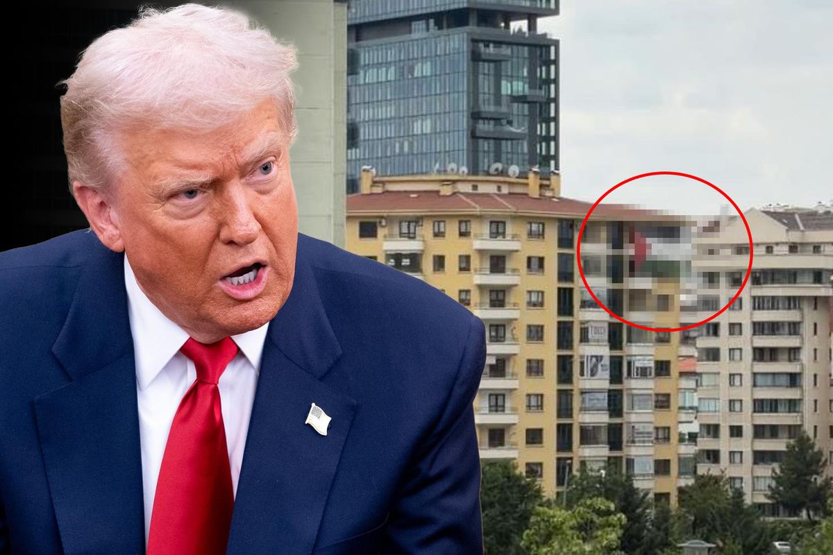 ABD Başkanı Trump'ın kalacağı otelin karşısına Filistin bayrağı asıldı