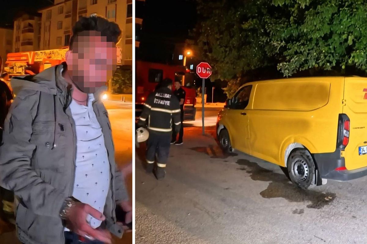 Aracı yakmak istedi, olay yerini gözlemlerken böyle yakalandı