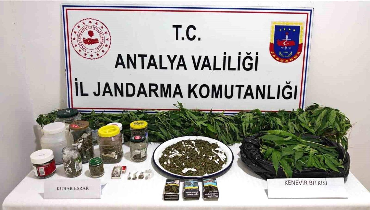 Manavgat'ta 2 kilo kubar esrar ve 130 kök kenevir ele geçirildi