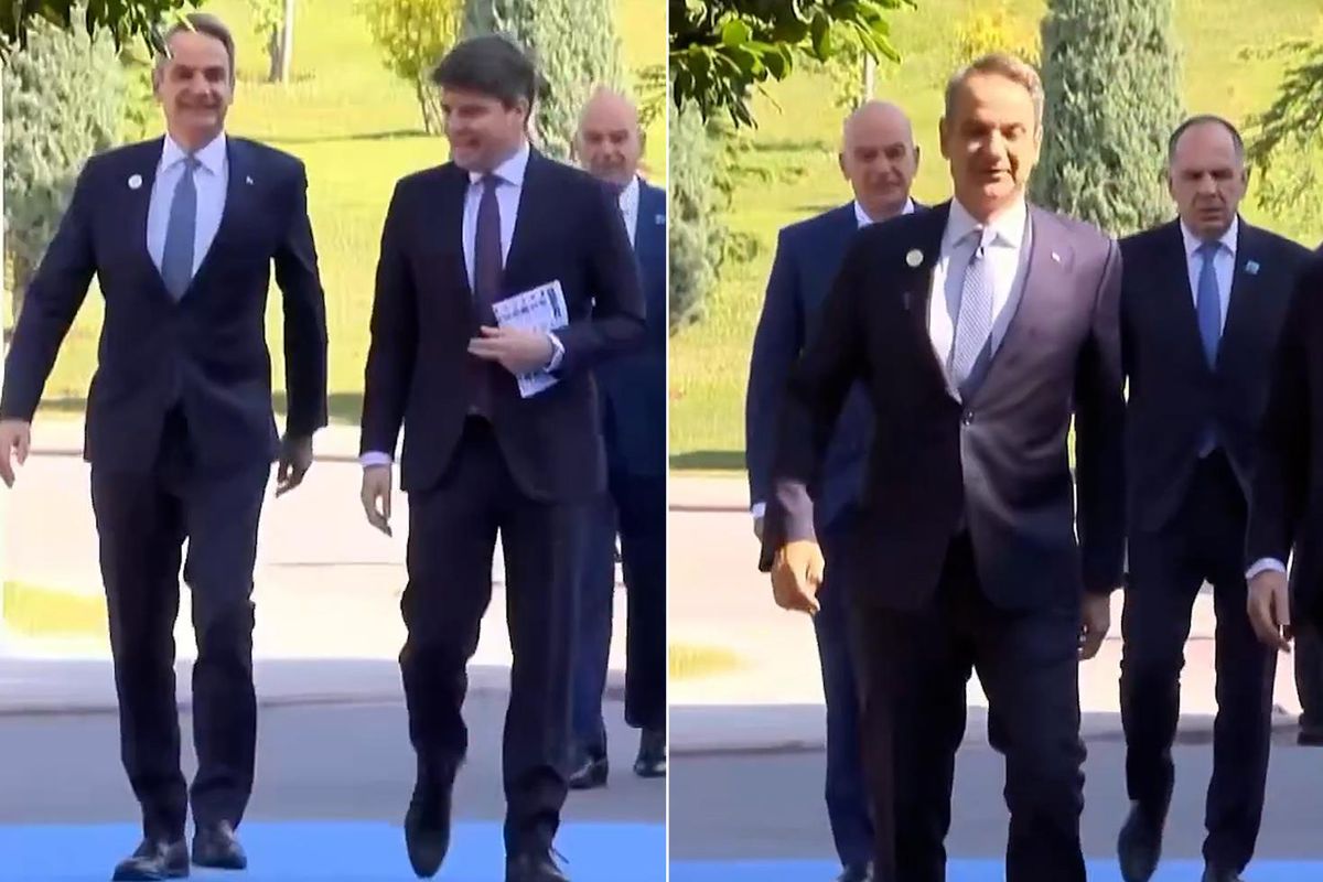 Yunanistan Başbakanı Kiryakos Miçotakis'in Ankara'da bir etkinliğe katılırken çekilmiş fotoğrafı.