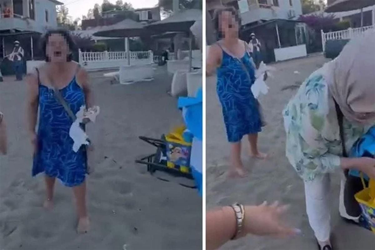 Seferihisar'da türbanlı anne ve kıza plajı dar eden kadın tutuklandı