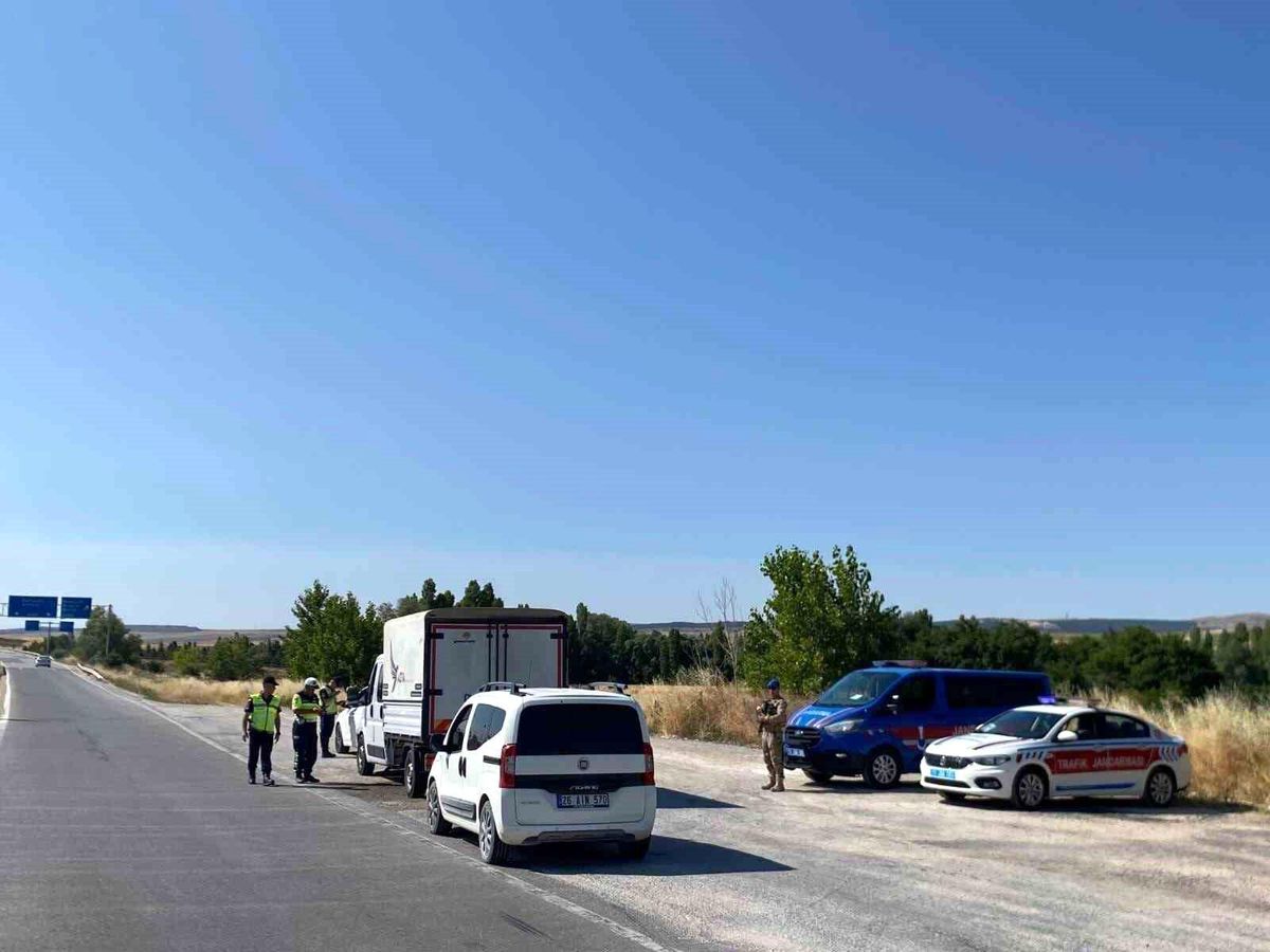 Bilecik'te jandarma ekiplerinin güvenlik denetimi yapması.