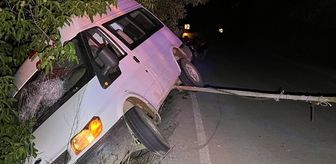 Ödemiş'te ağaca çarpan minibüsteki 2 kişi yaralandı