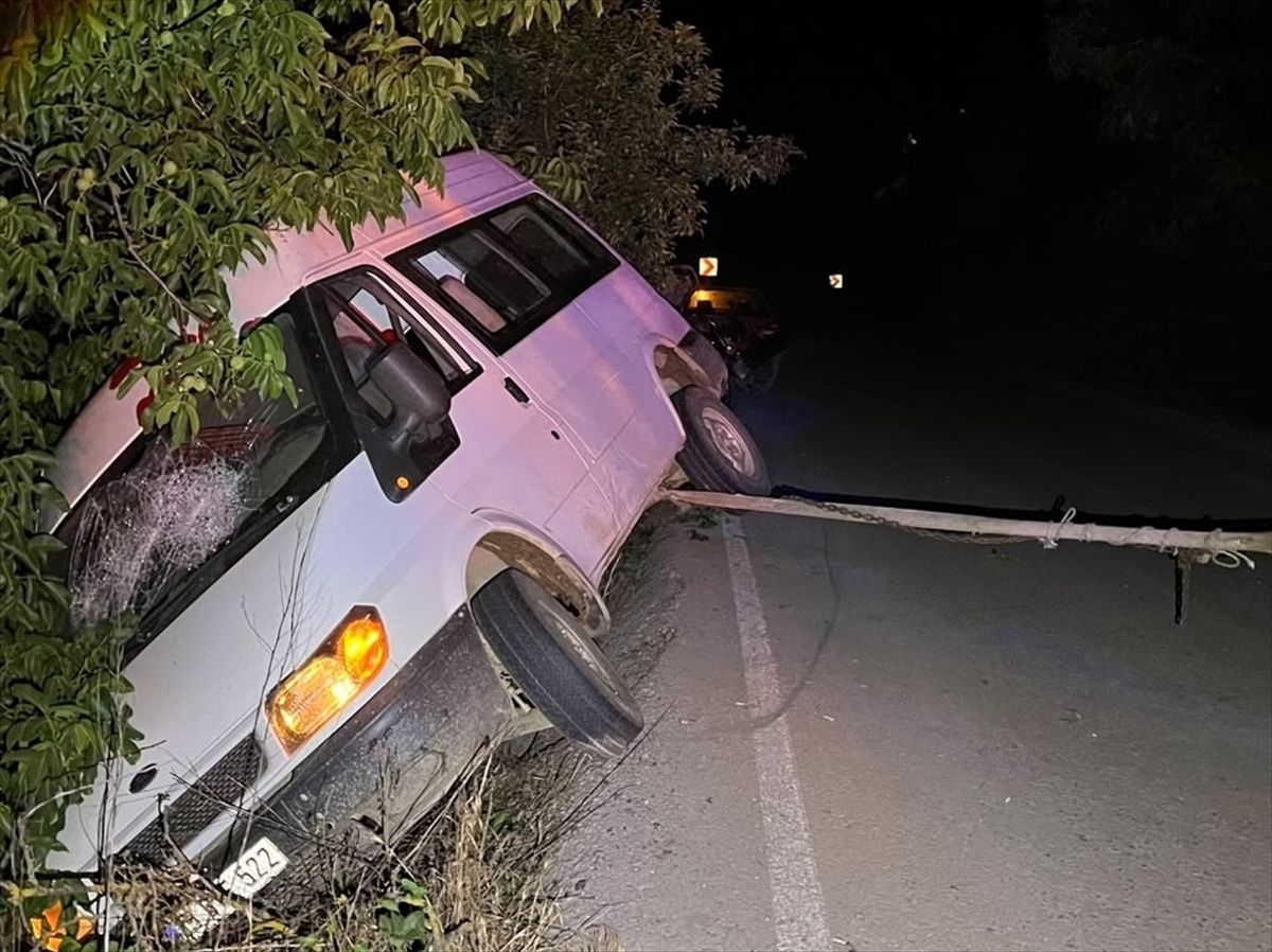 Ödemiş'te ağaca çarpan minibüsteki 2 kişi yaralandı