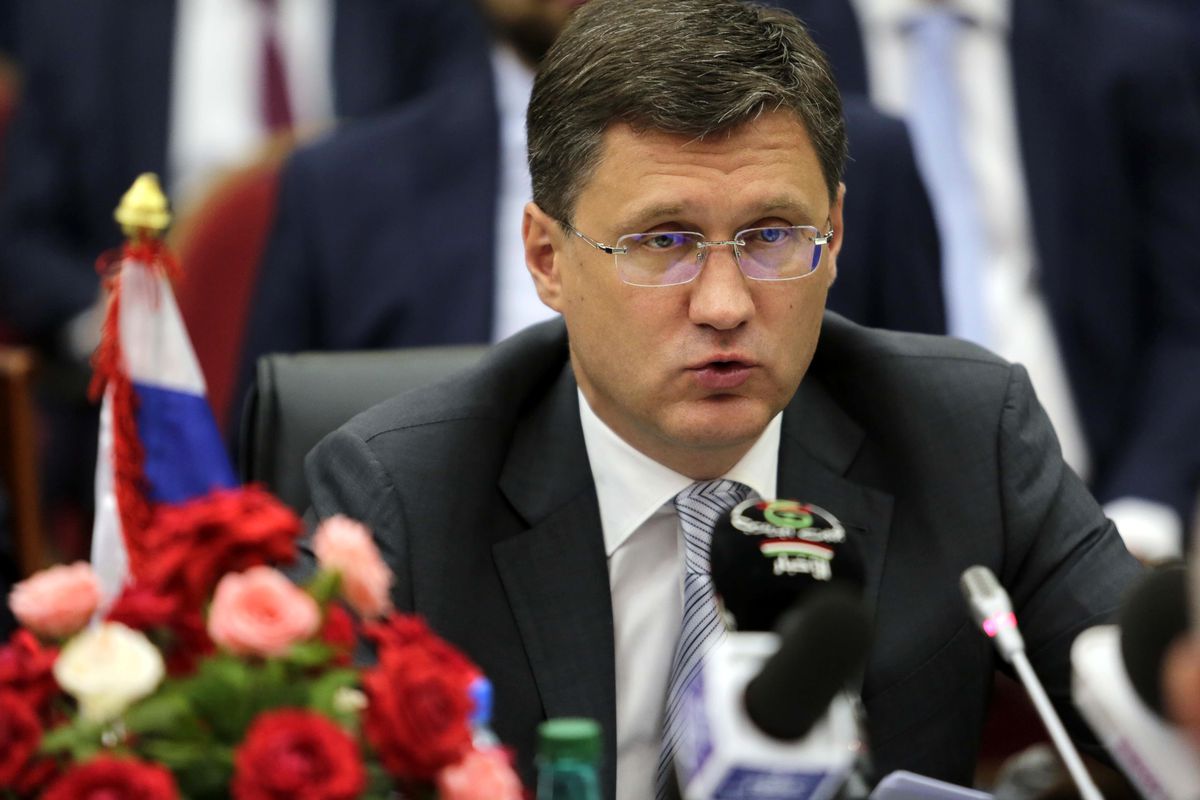 Rusya Başbakan Yardımcısı Alexander Novak'ın açıklamaları sırasında çekilmiş fotoğrafı.