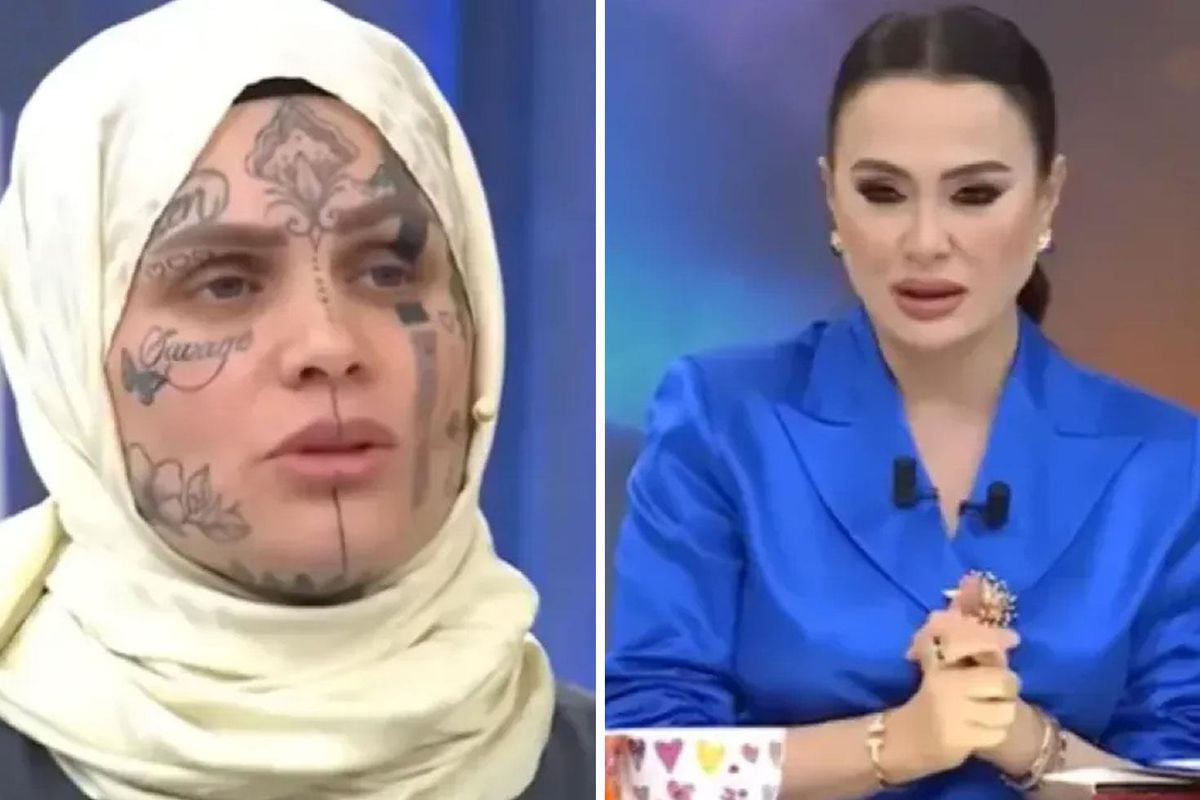 Nazan Ünal'ın yüzündeki dövmelerle çekilmiş bir fotoğrafı.