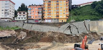 Rize'de yurt inşaatı duvarı çöktü: Yol çökmesi ve tahliye