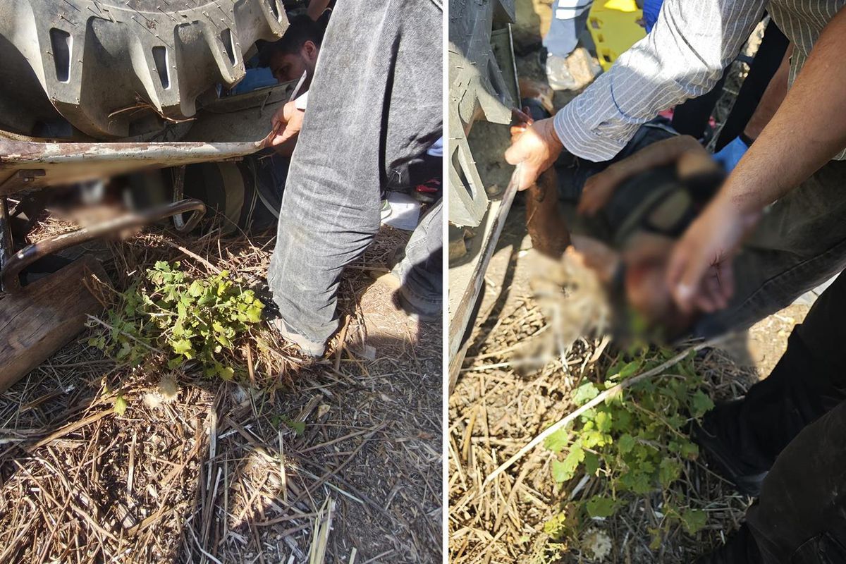 Traktörün altında kalan şahıs, ekiplerin çalışmasıyla kurtarıldı