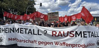 Berlin'de İsrail'e mühimmat üreten Rheinmetall'i protesto eyleminde çok sayıda kişi gözaltına alındı