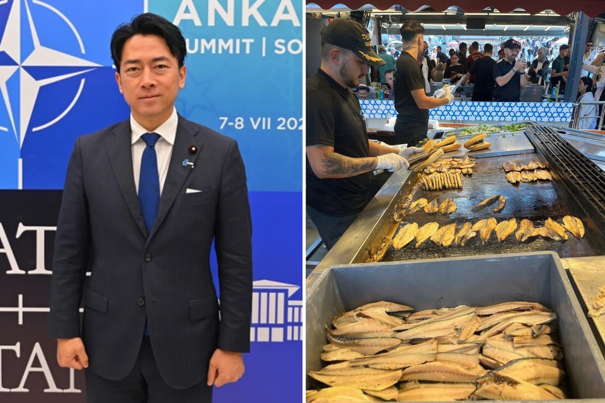 Japonya Savunma Bakanı Koizumi Şinciro İstanbul'da balık ekmek yerken