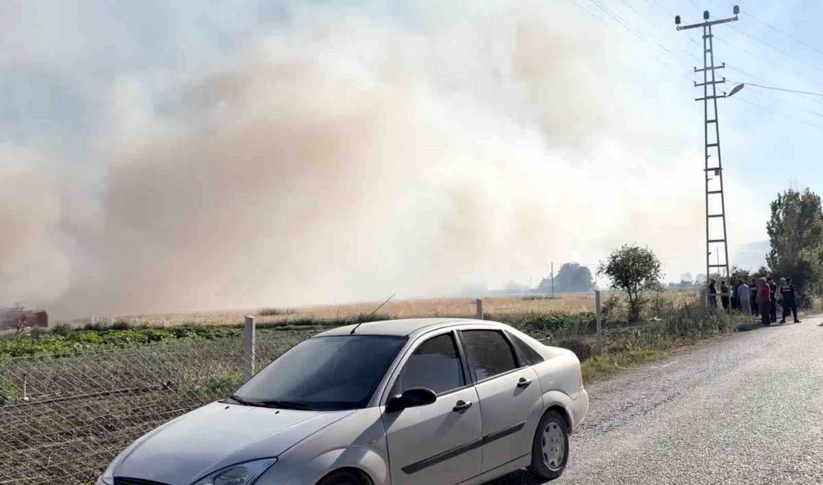 Çorum'da tarlada yangın çıktı