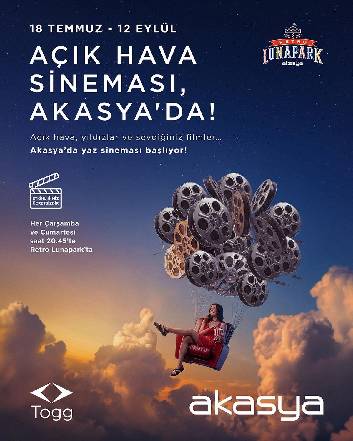Akasya'da açık hava sineması etkinliği posteri