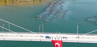 Ağın'da şehit köprüsüne 15 Temmuz için dev Türk bayrağı