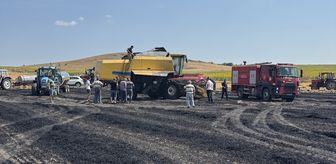 Edirne'de biçerdöverden buğday tarlasına sıçrayan yangın söndürüldü