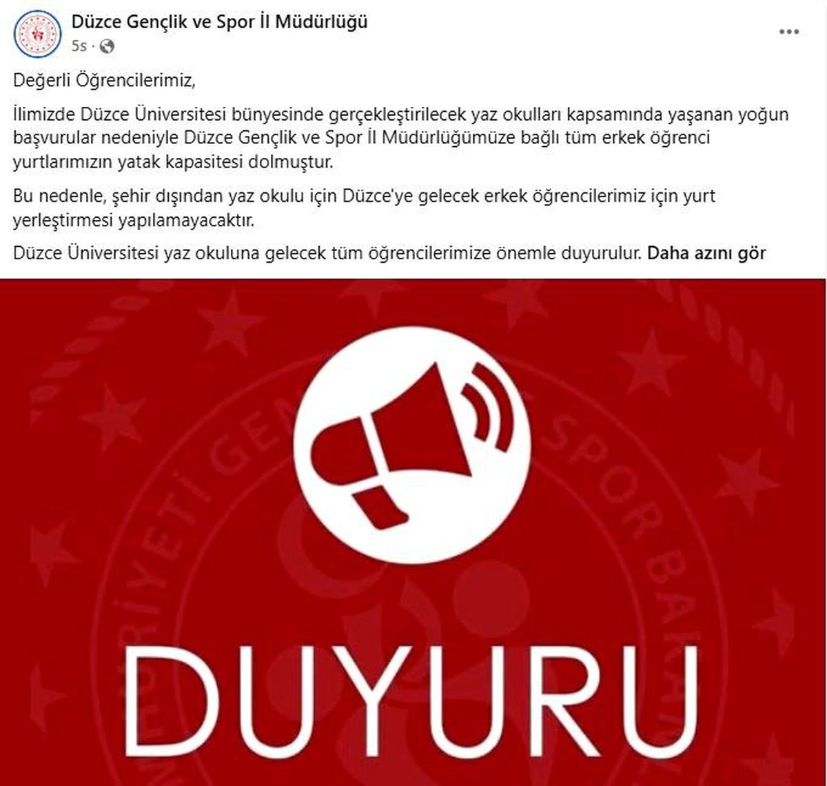 Düzce'de bir öğrenci yurdu binası