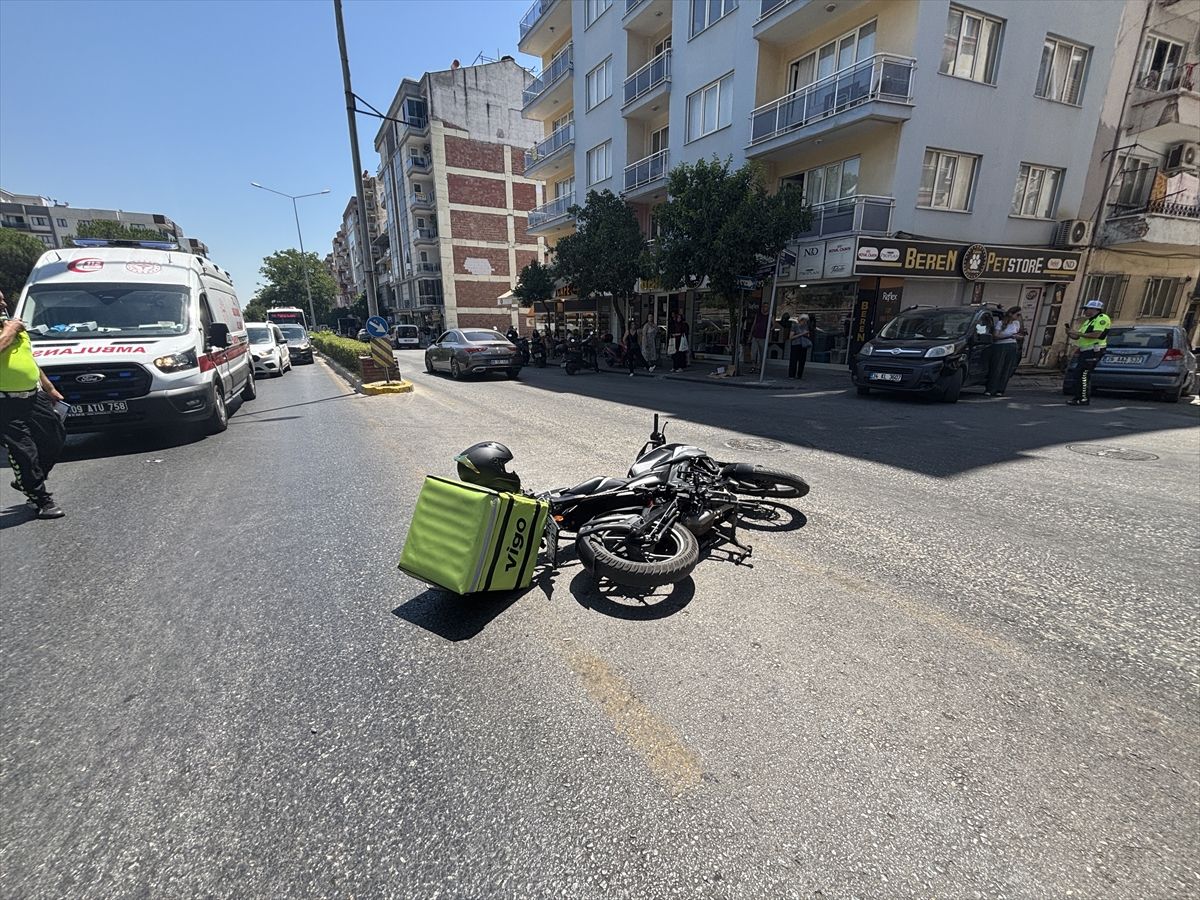 Efeler'de hafif ticari araçla çarpışan motosiklet sürücüsü yaralandı
