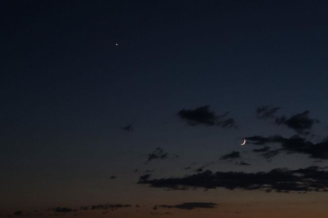 View of crescent Moon and Venus from Kırıkkale