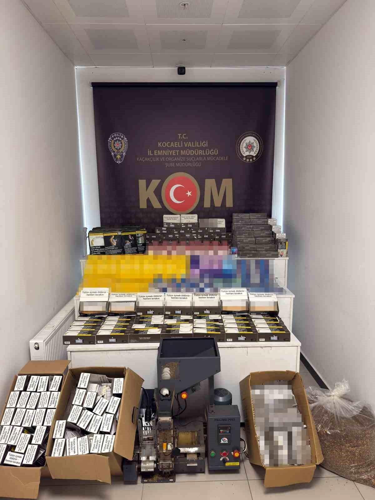 Kocaeli'de 8 adrese eş zamanlı baskın: 1 ton 160 kilo tütün ele geçirildi
