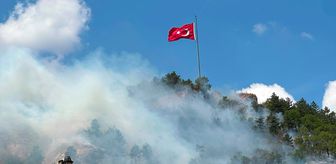 Tarihi Kütahya Kalesi'nde çıkan yangına müdahale ediliyor