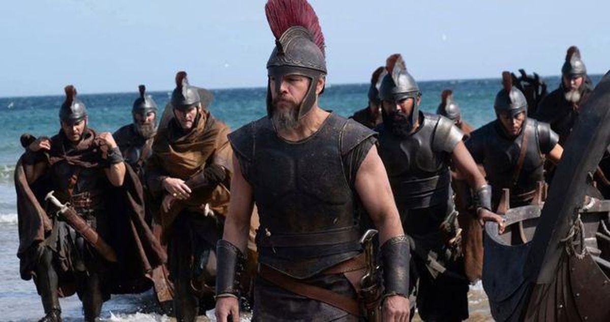 Christopher Nolan'ın yönettiği "The Odyssey" filminin afişi veya filmden bir sahne.