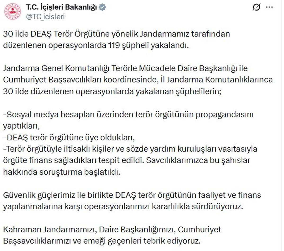 30 ilde DEAŞ'a operasyon; 119 şüpheli yakalandı