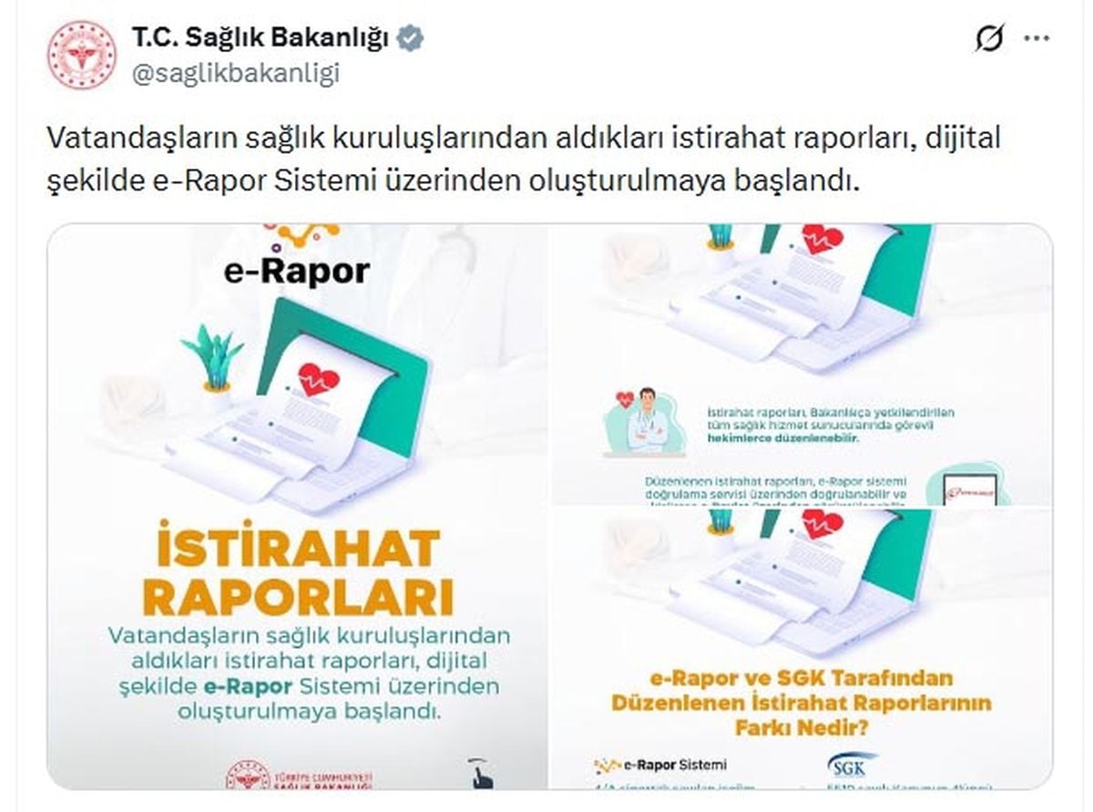 'e Rapor Sistemi' ile istirahat raporlarında yeni dönem