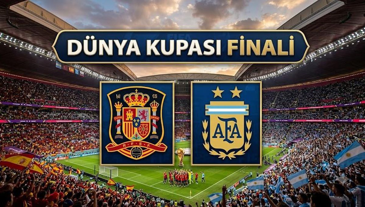 İspanya ve Arjantin milli futbol takımlarının FIFA 2026 Dünya Kupası finalinde karşılaştığı anı temsil eden görsel.