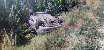 Ödemiş'te tarlaya devrilen otomobilin sürücüsü yaralandı