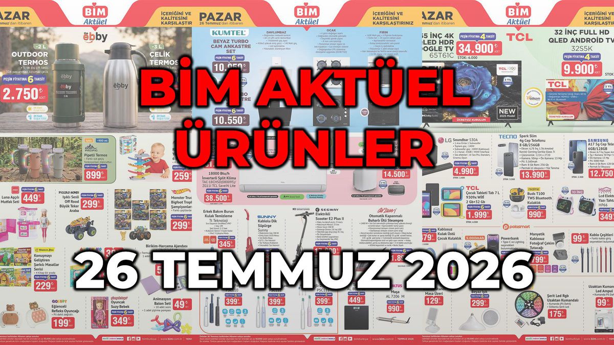 BİM mağazasında aktüel ürünlerin sergilendiği bir görüntü.