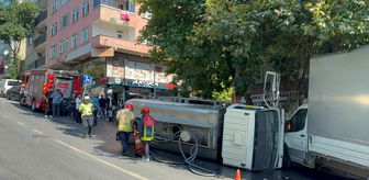 Bayrampaşa'da su tankerinin çarptığı ticari aracın sürücüsü yaralandı