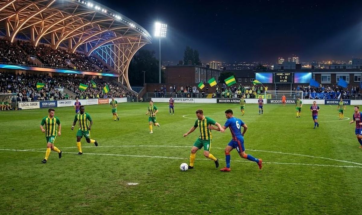 Futbol topu ve stadyum görüntüsü