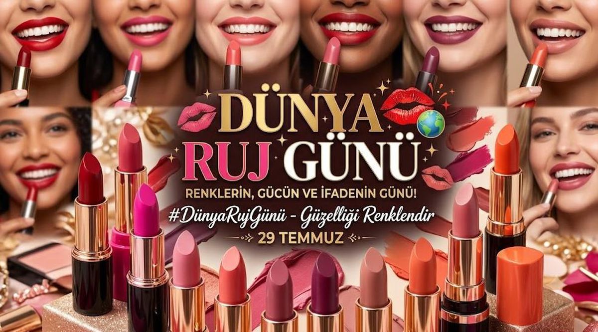 Bir kadının elinde ruj tuttuğu ve gülümsediği yakın çekim fotoğrafı.