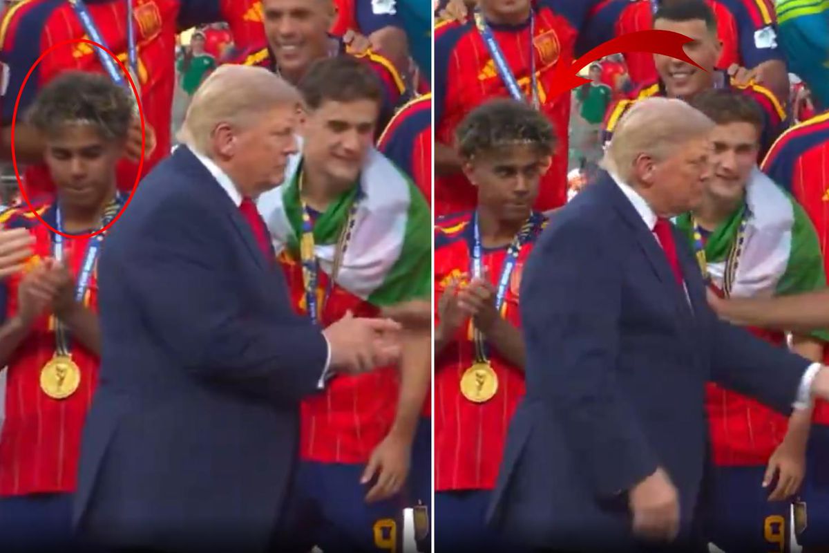 Lamine Yamal'ın Donald Trump'ı gördüğündeki şaşkın yüz ifadesi