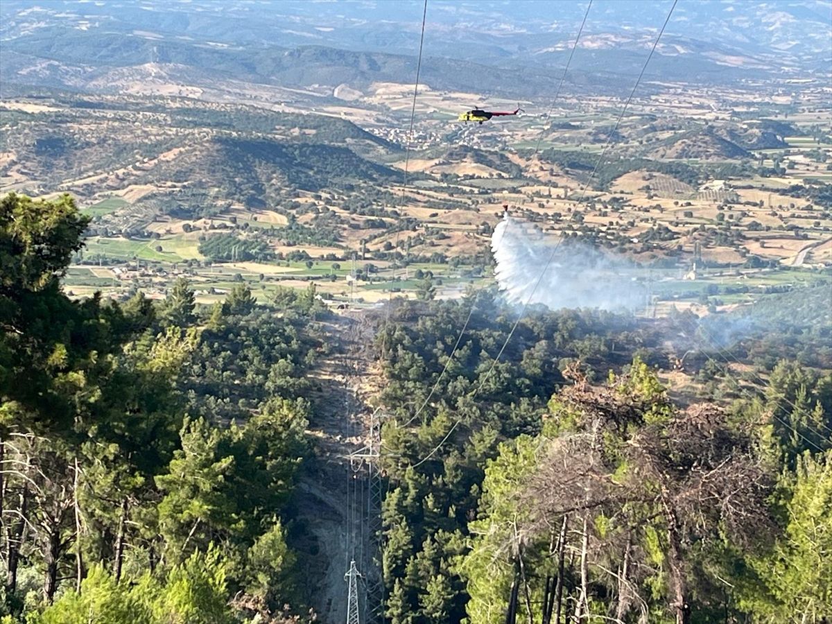 Manisa'da orman yangını söndürme çalışmaları