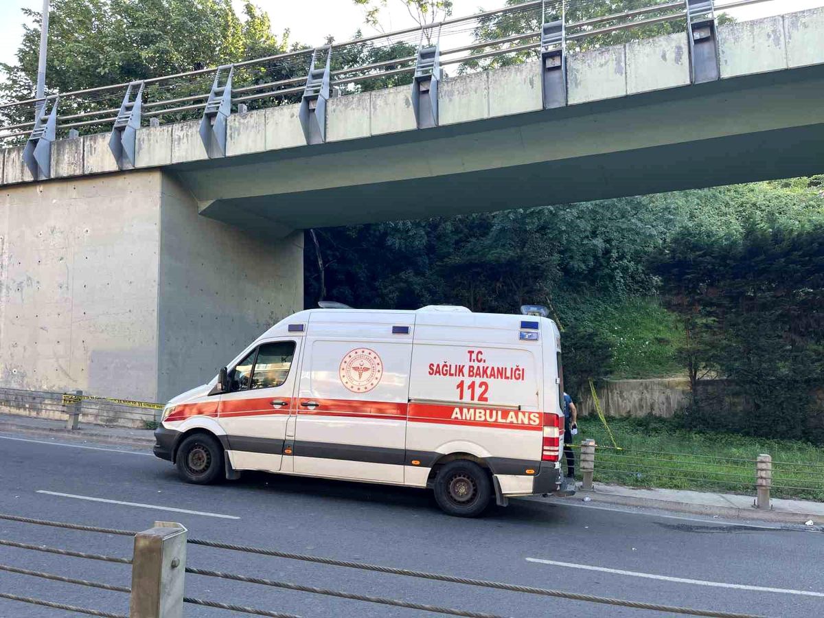 İstanbul Şişli'de yol kenarındaki yeşil alanda bulunan cesetle ilgili polis incelemesi.