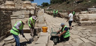 Aspendos'un yaklaşık 2 bin yıllık ana caddesi yeniden hayat buldu