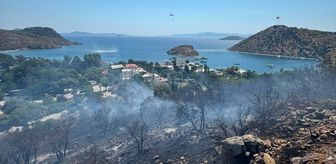 Bodrum'da makilik ve otluk alanda çıkan yangın söndürüldü