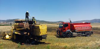 Burdur'da biçerdöver ve saman balyalarında çıkan yangın söndürüldü