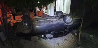 Çarşamba'da takla atan otomobil evin bahçesine girdi