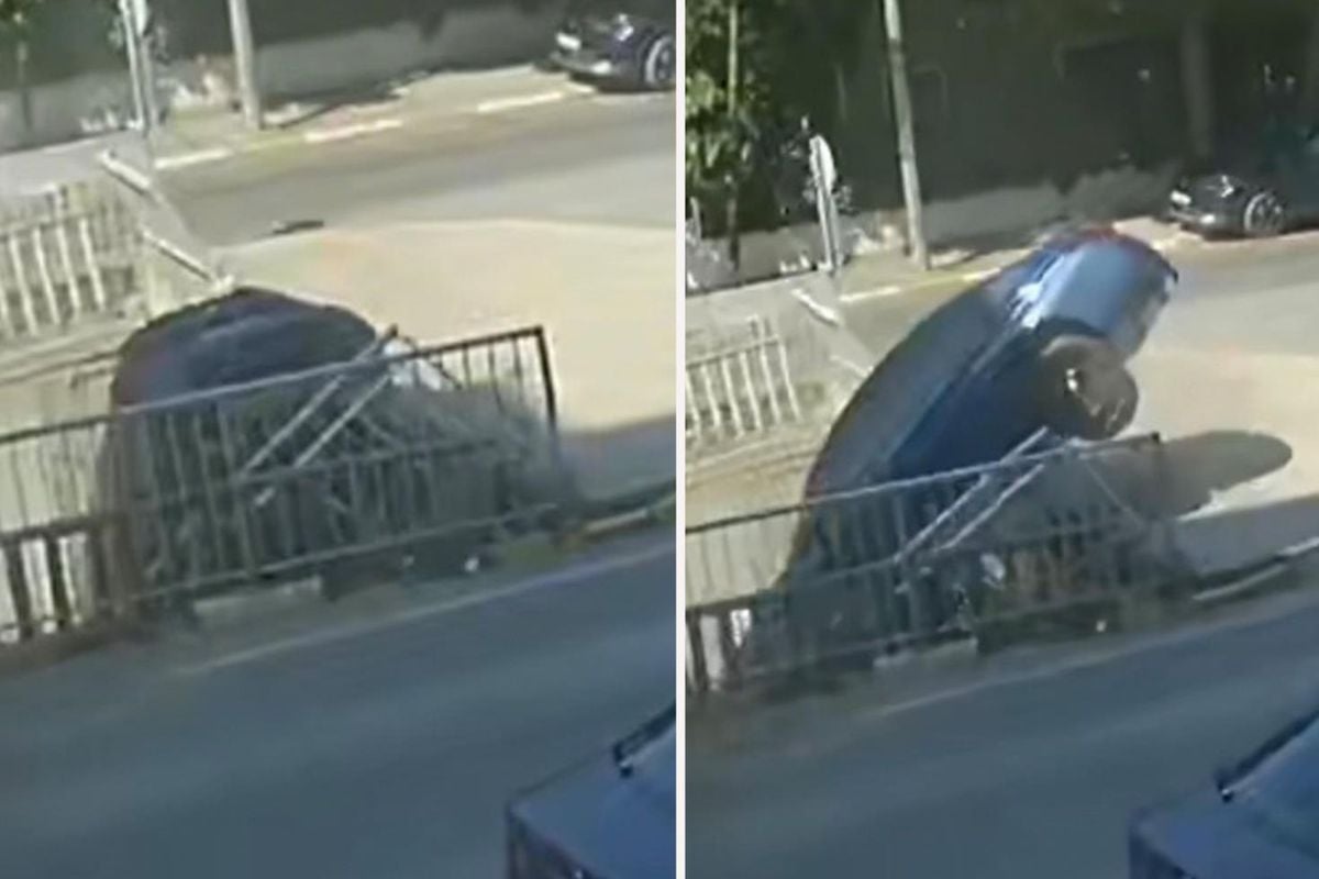 Pendik'te otomobil dereye düştü; kaza kamerada