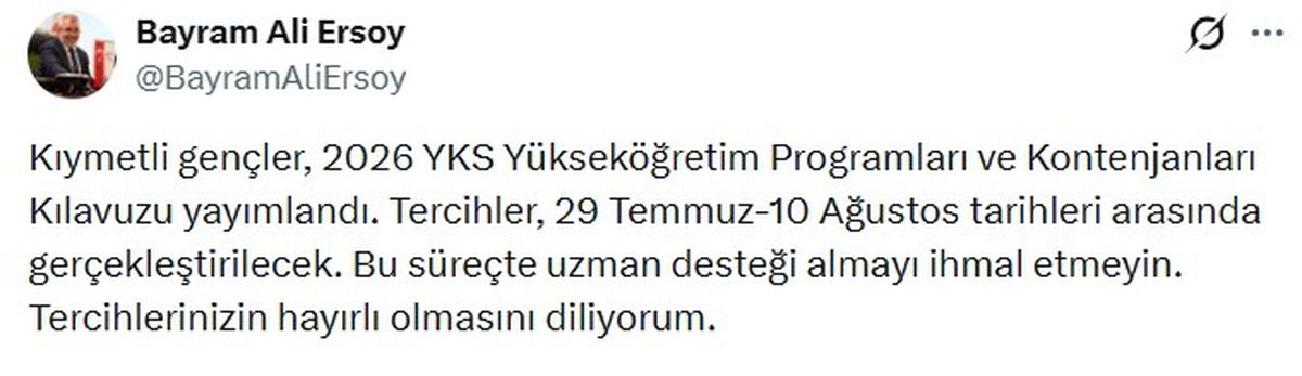 ÖSYM logosu ve 2026 YKS Tercih Kılavuzu duyurusu