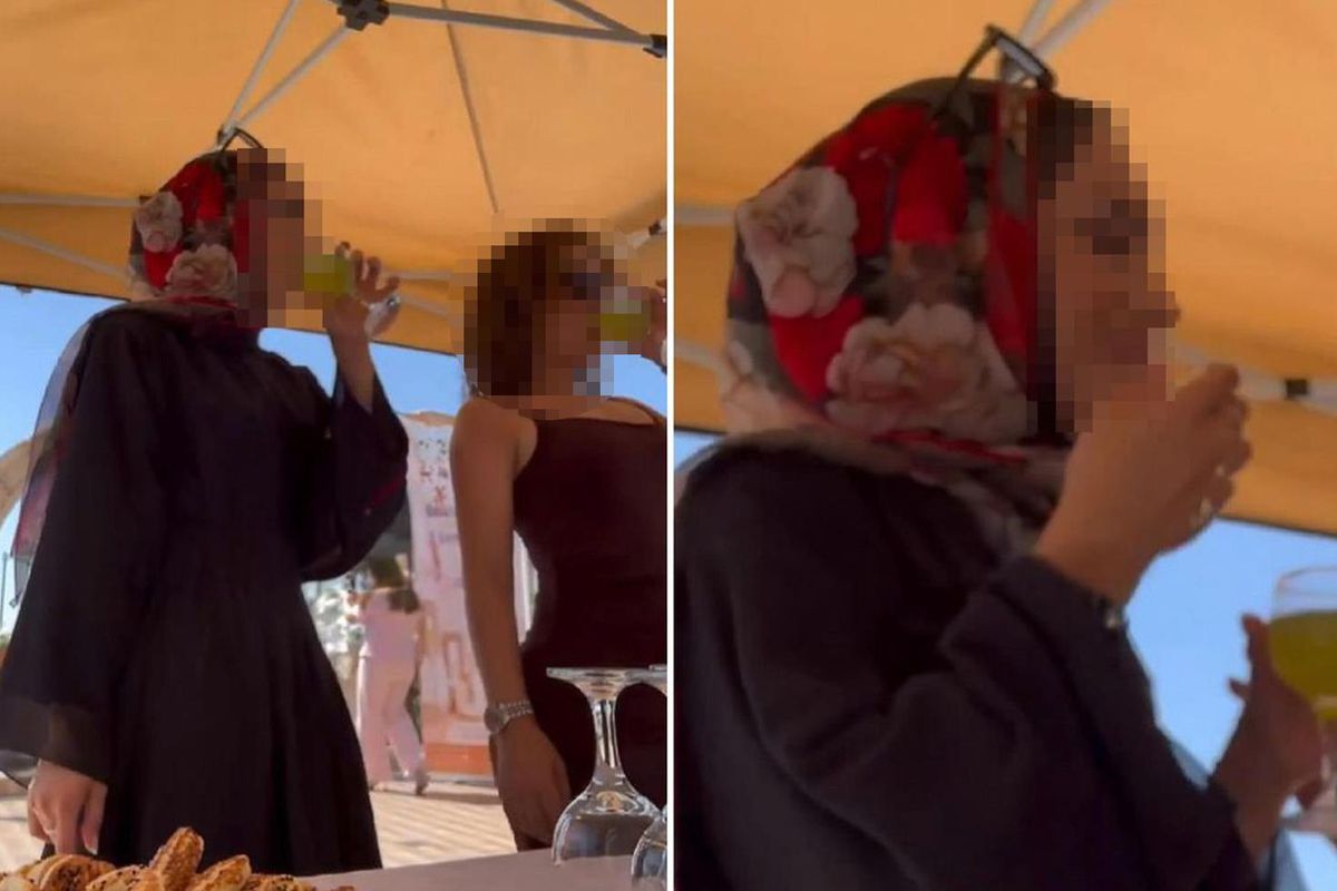 Başörtülü kadın, içtiği şeyin alkol olduğunu anlayınca şoke oldu