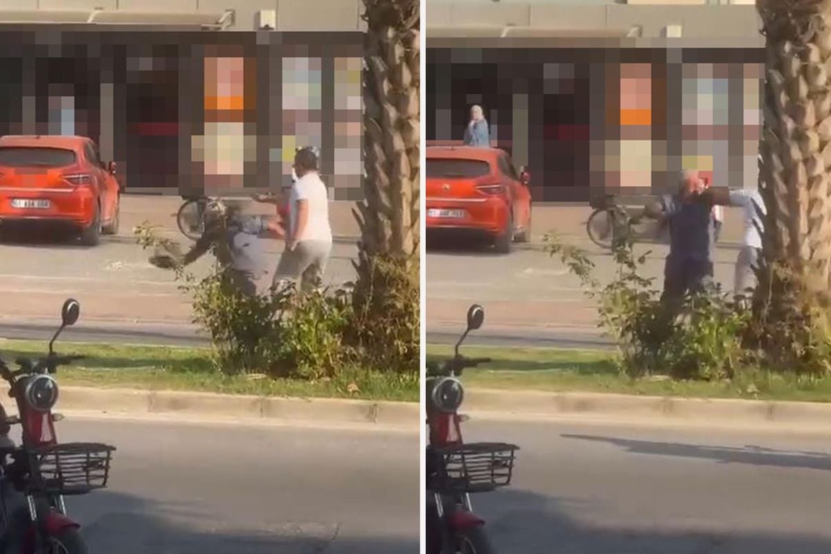 Trafik kavgasında ticari taksi sürücüsünün yumruk attığı yaşlı adam yere düştü