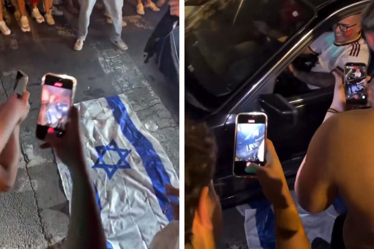 İsrail bayrağını arabayla ezdiler