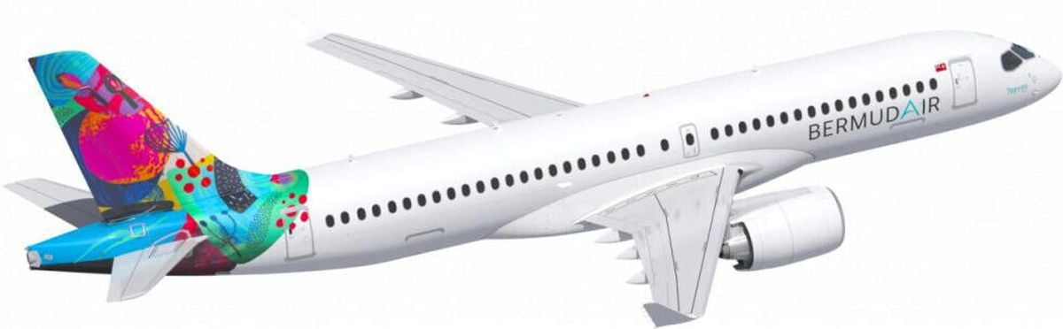BermudAir'in sipariş ettiği Airbus A220-300 uçağının görseli.