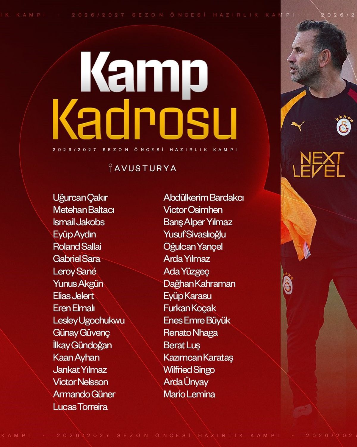 Galatasaray Avusturya Kampına Gitti